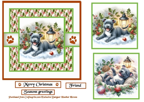 santa paws blue staffie pup