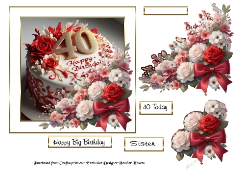 40th cake and roses