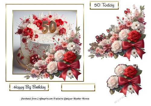 50th cake and roses