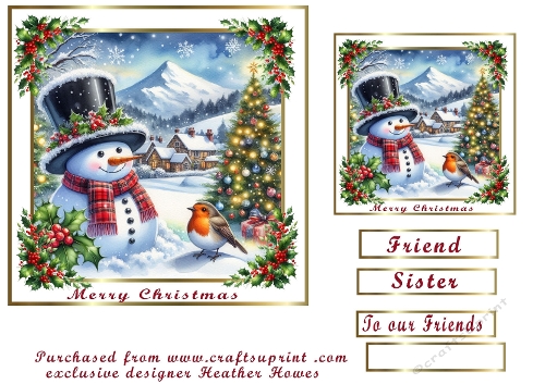 snowman and robin christmas