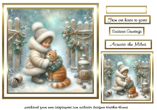 christmas girl with cat