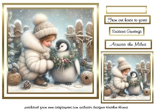 christmas girl with penguin