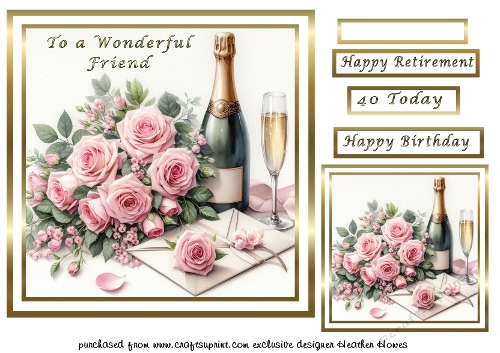 pink roses and  champagne