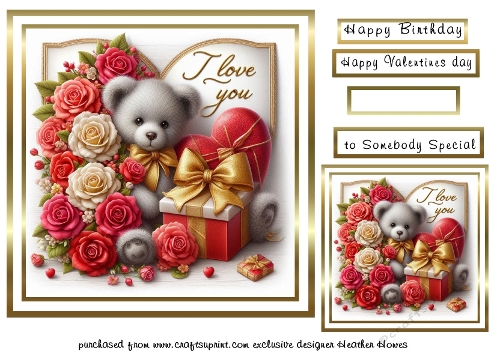 teddy hearts and flowers 1