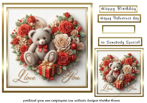 teddy hearts and flowers 2