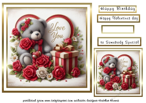 teddy hearts and flowers 3