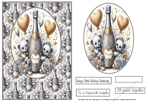 silver wedding card and topper 