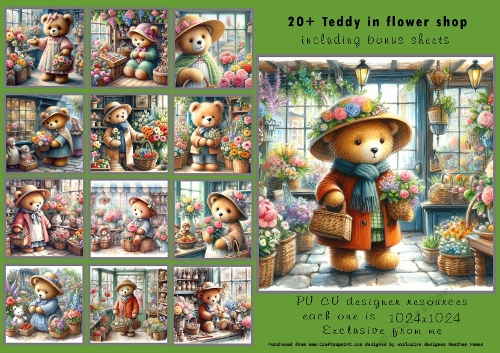 20+teddy in the flower shop