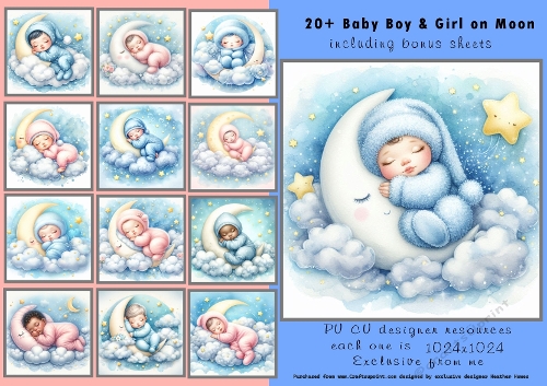 20+ girl boy babies on a moon