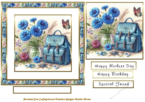 cornflowers and   backpack handbag butterfly