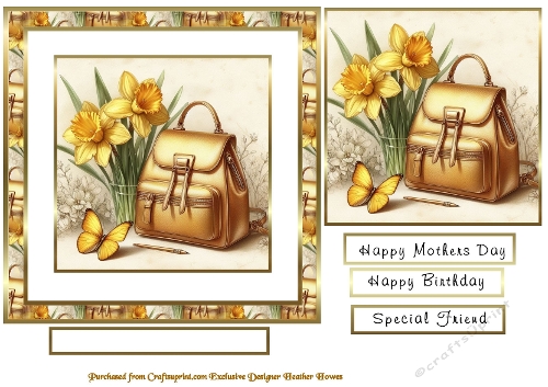 daffodils and  gold  backpack handbag butterfly