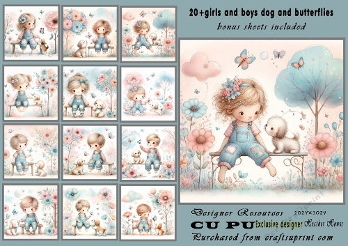 20+ boys girls dog and butterflies