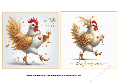hen party invite card fronts