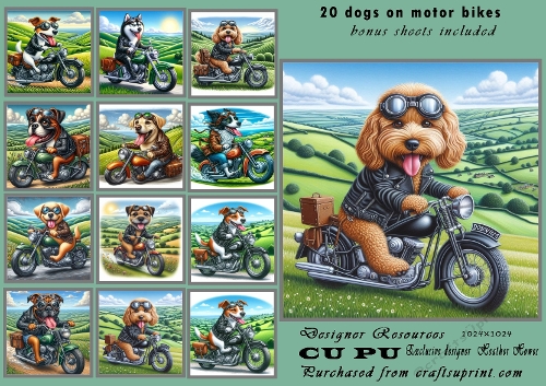 20+dogs on motorbikes