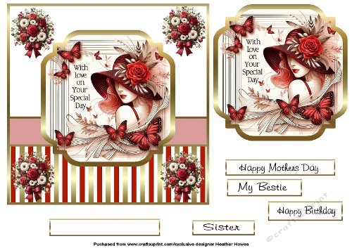 deco lady in hat with roses