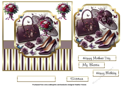 purple hat  handbag and roses