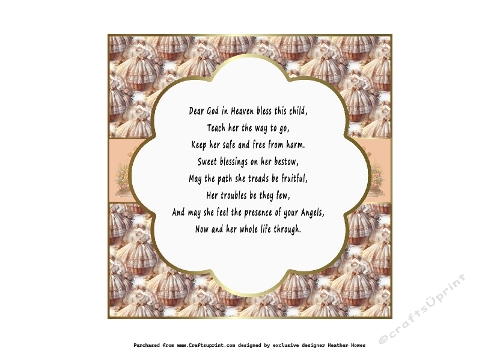 baby girl christening card insert 2 verse
