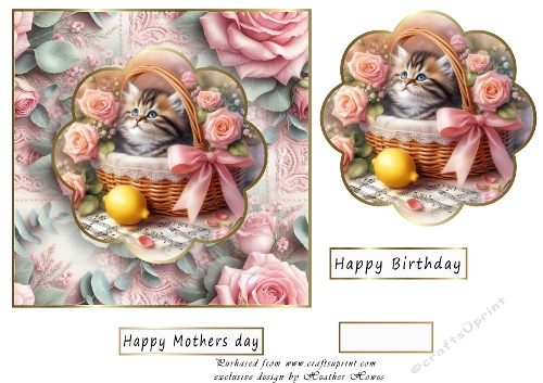 floral kitten in basket