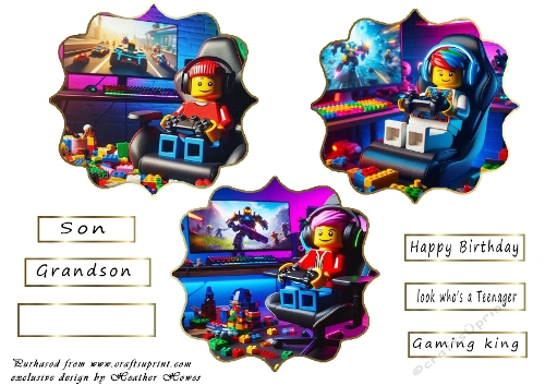 lego gamer shaped toppers