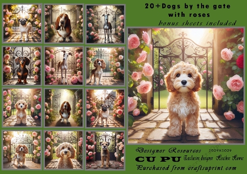20+dogs at the gate with roses 