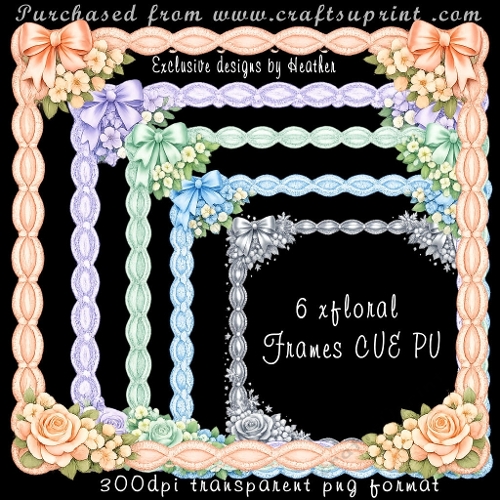 6 +3 free lace floral frames in 300dpi png format