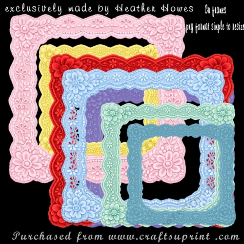 9 +3 free lacy multi colours  frames in 300dpi png format