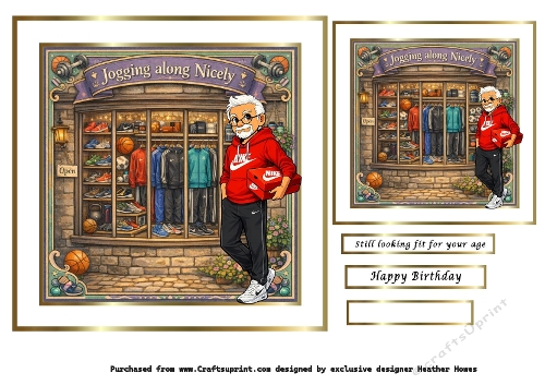 a parade of shops (jogging through life) older male