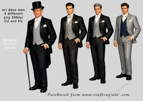 4 x Art Deco  men png format
