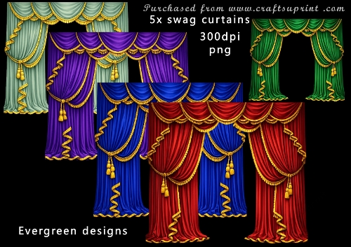 velvet draped curtains x5