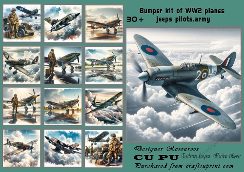 WW2 collection planes jeeps men in army and raf pilots