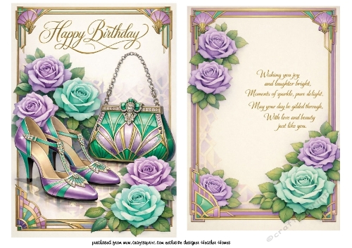 art deco shoes handbag jade/lilac