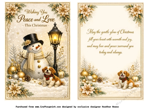 snowman at  christmas wishing you peace and love