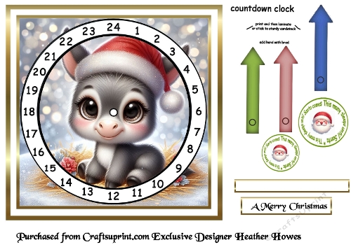 advent clock card donkey