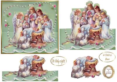 Vintage Angels Around the Manger