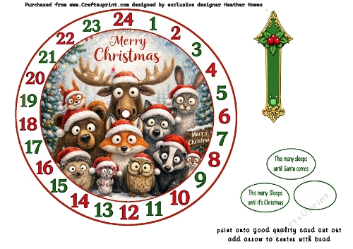 funny animals christmas advent clock