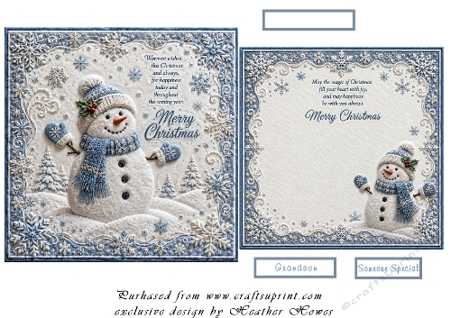  embossed look snowman