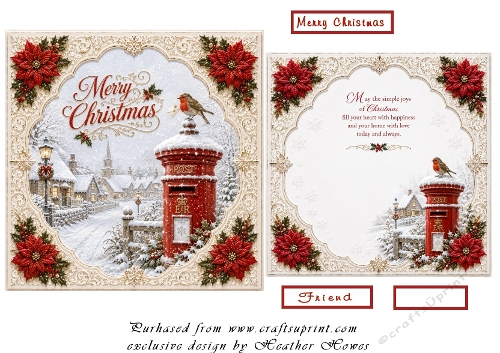  embossed look christmas robin