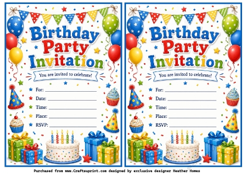 boy party invites to a page