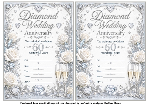 diamond wedding party invites 2 to a page