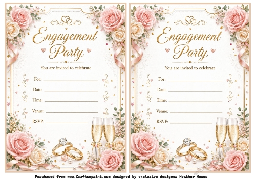 engagement party invites 2 to a page