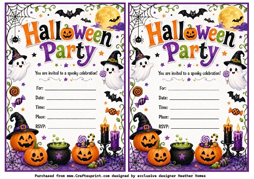 halloween party invites 2 to a page