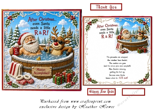 in the hot tub with  santa