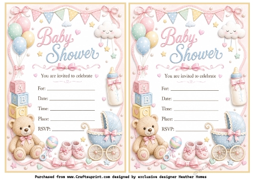 baby shower invites 2 to a page