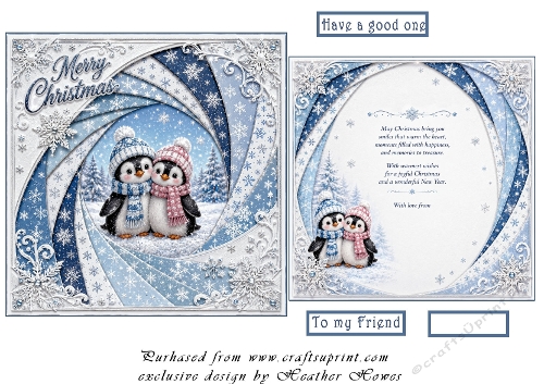 faux iris folding penguins christmas
