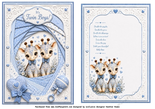faux iris folding baby boy twins giraffe
