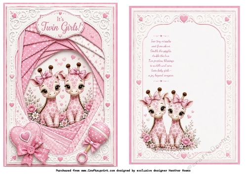 faux iris folding baby girl twins giraffe