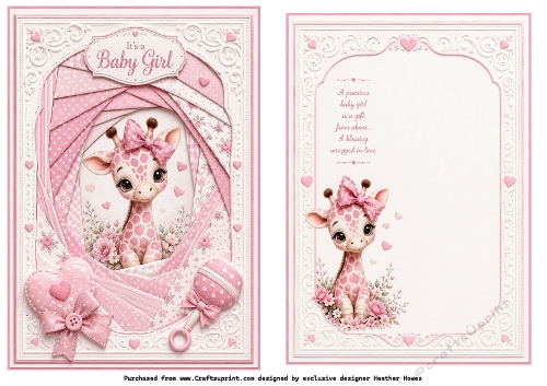 faux iris folding baby girl  giraffe