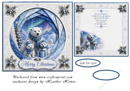 faux iris folding christmas polar bears