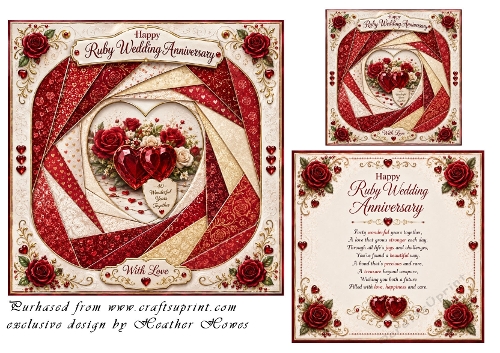 faux iris folding ruby wedding 40 years