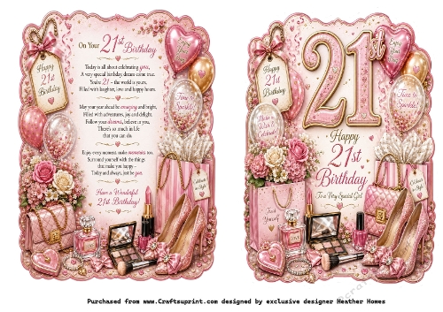 shaped card front insert 21 girl